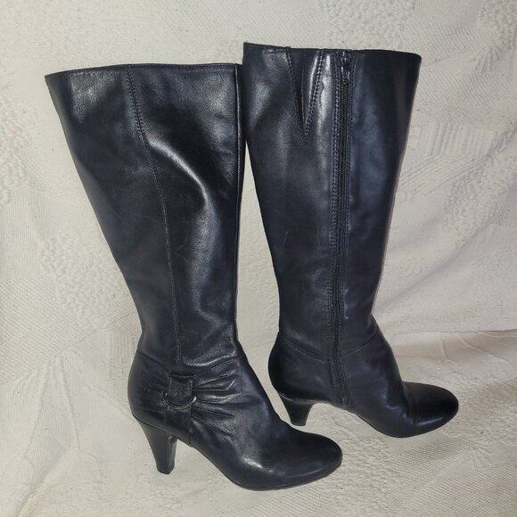 Naturalizer 5N Black Leather Heeled Boots - Picture 8 of 16
